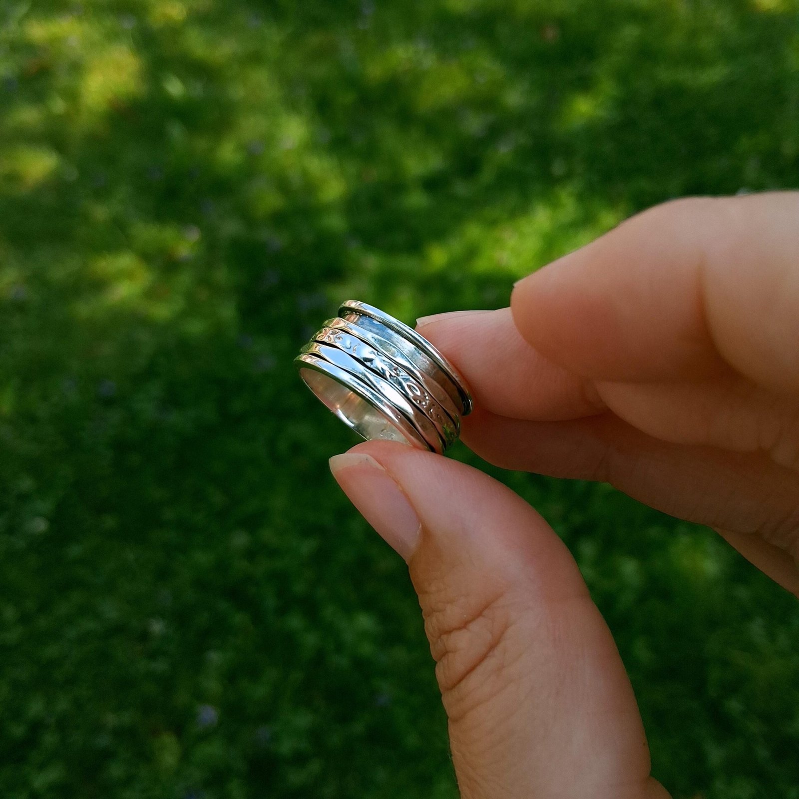 Spinner Ring mit drei Drehbändern, 925 Silber oxidiert – Bild 5