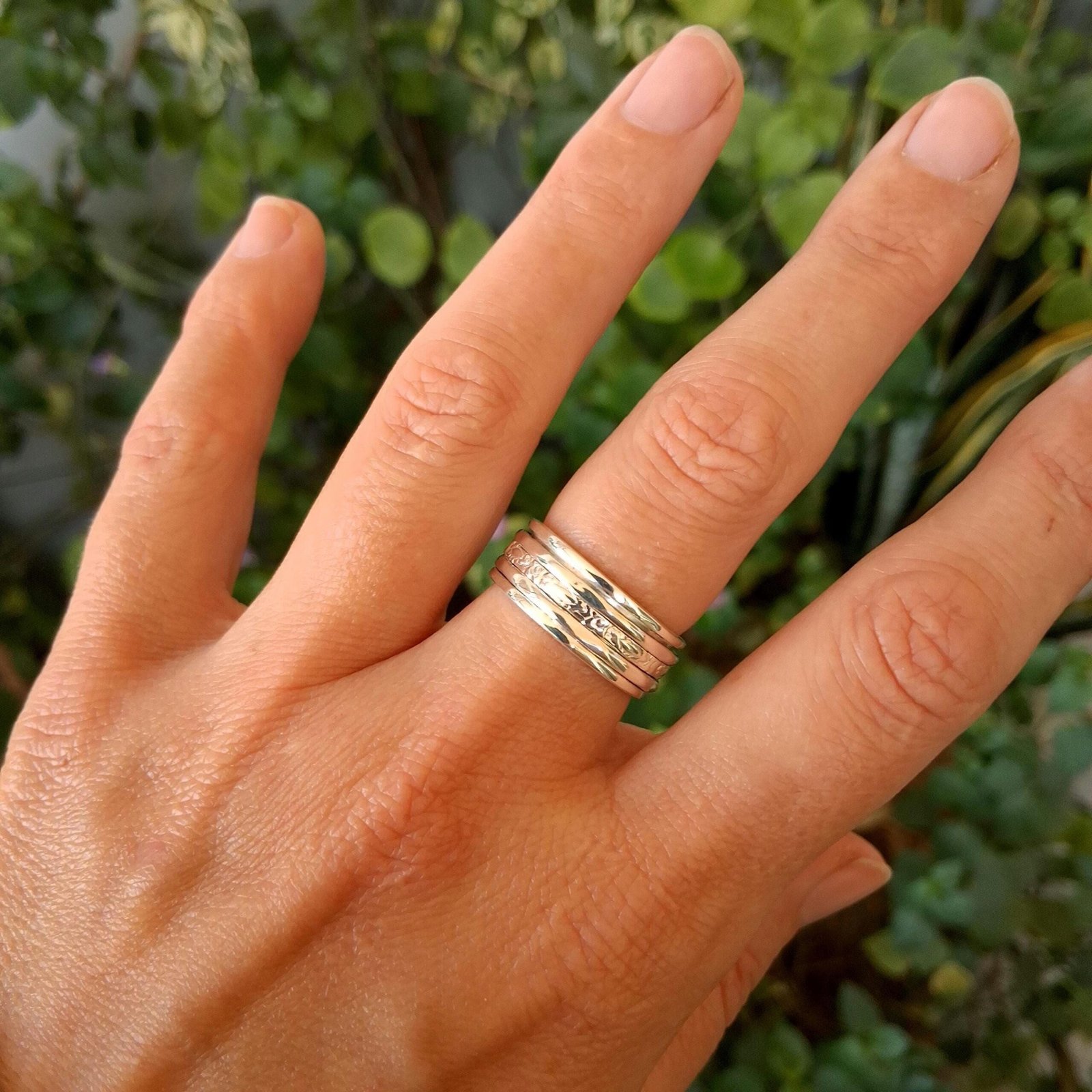 Floraler Spinner Ring mit drei Drehbändern, 925 Silber – Bild 10