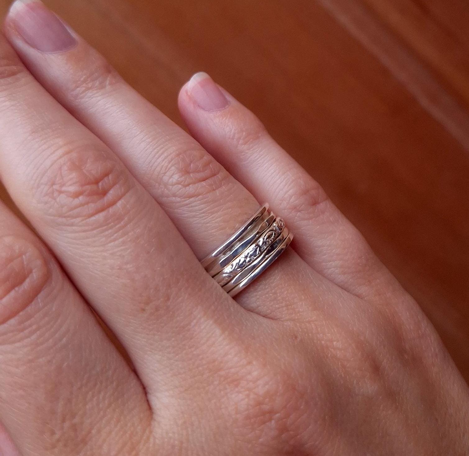 Floraler Spinner Ring mit drei Drehbändern, 925 Silber – Bild 5