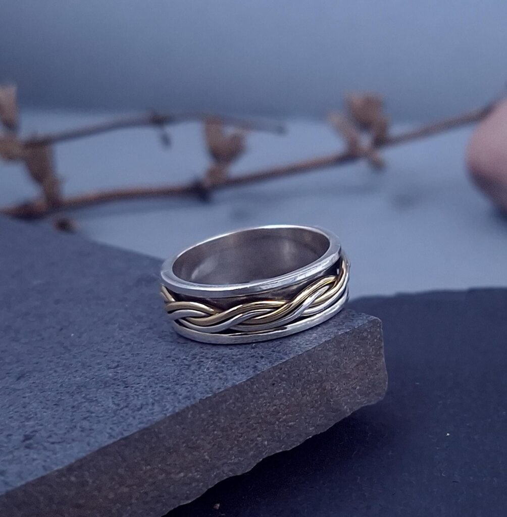 Spinner Ring Bicolor verschlungen 925 Silber
