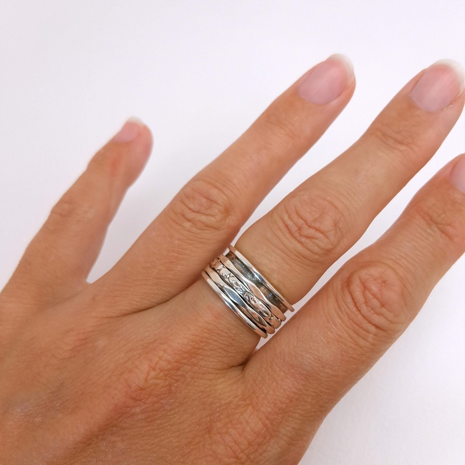 Spinner Ring mit drei Drehbändern, 925 Silber oxidiert – Bild 8