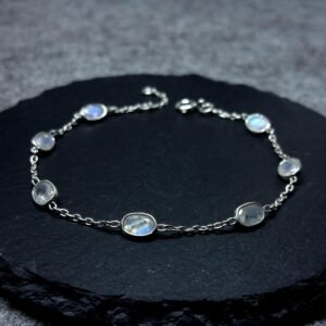 Filigrane Mondstein Armkette facettiert, 925 Silber