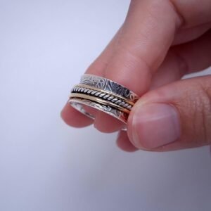 Konkaver Spinner Ring Bicolor 925 Silber