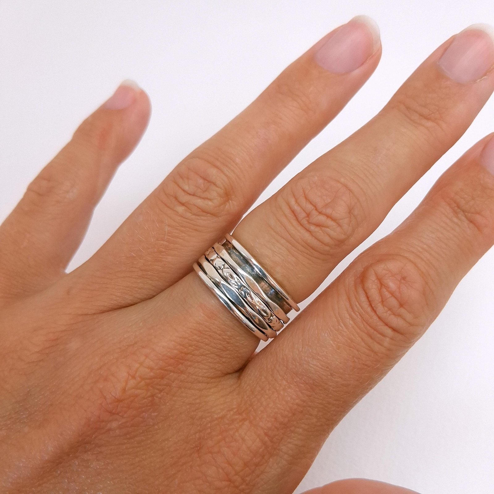Spinner Ring mit drei Drehbändern, 925 Silber oxidiert – Bild 10