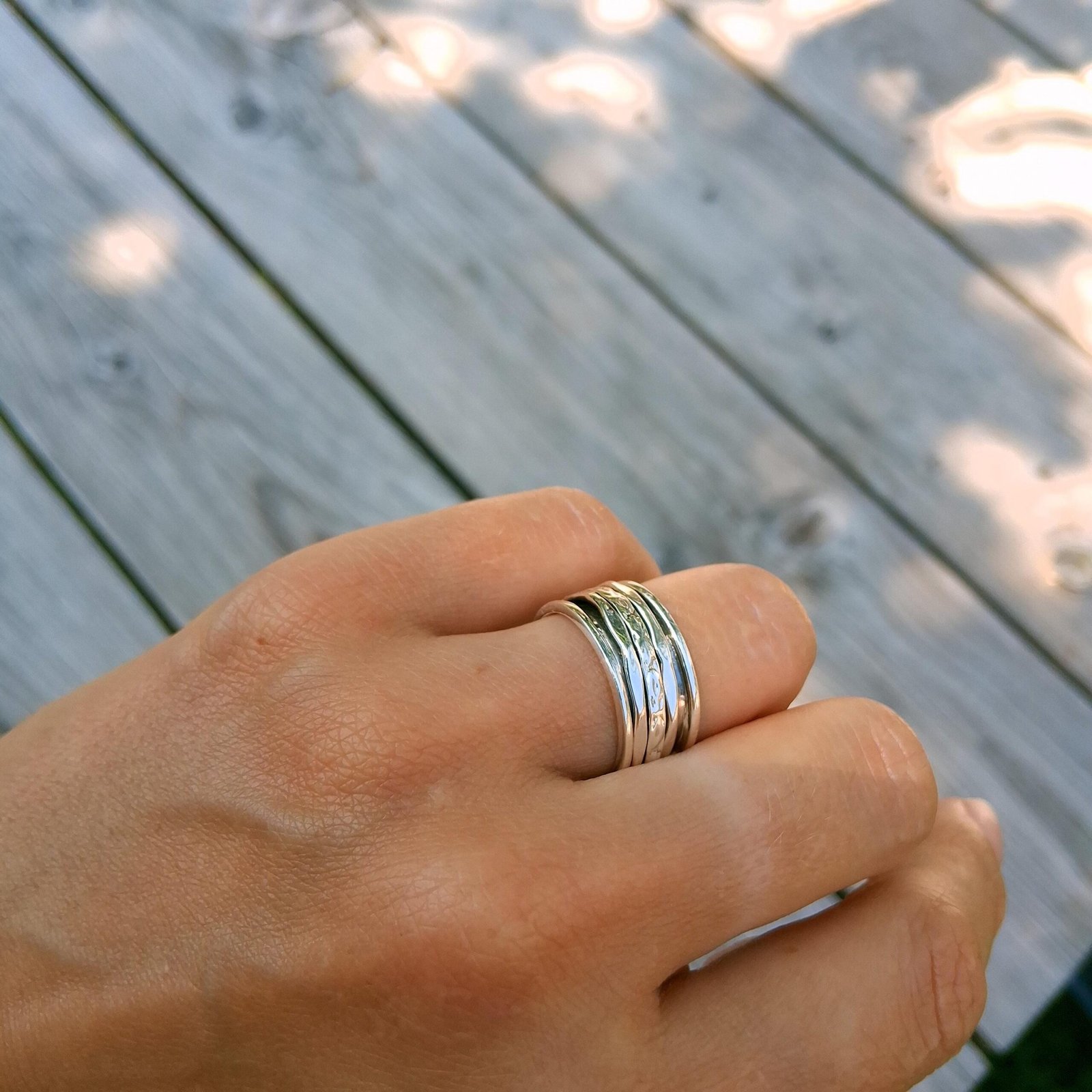 Spinner Ring mit drei Drehbändern, 925 Silber oxidiert – Bild 4