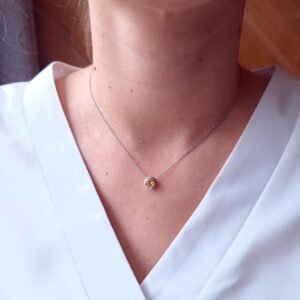 Weißgold Halskette mit Citrin Anhänger